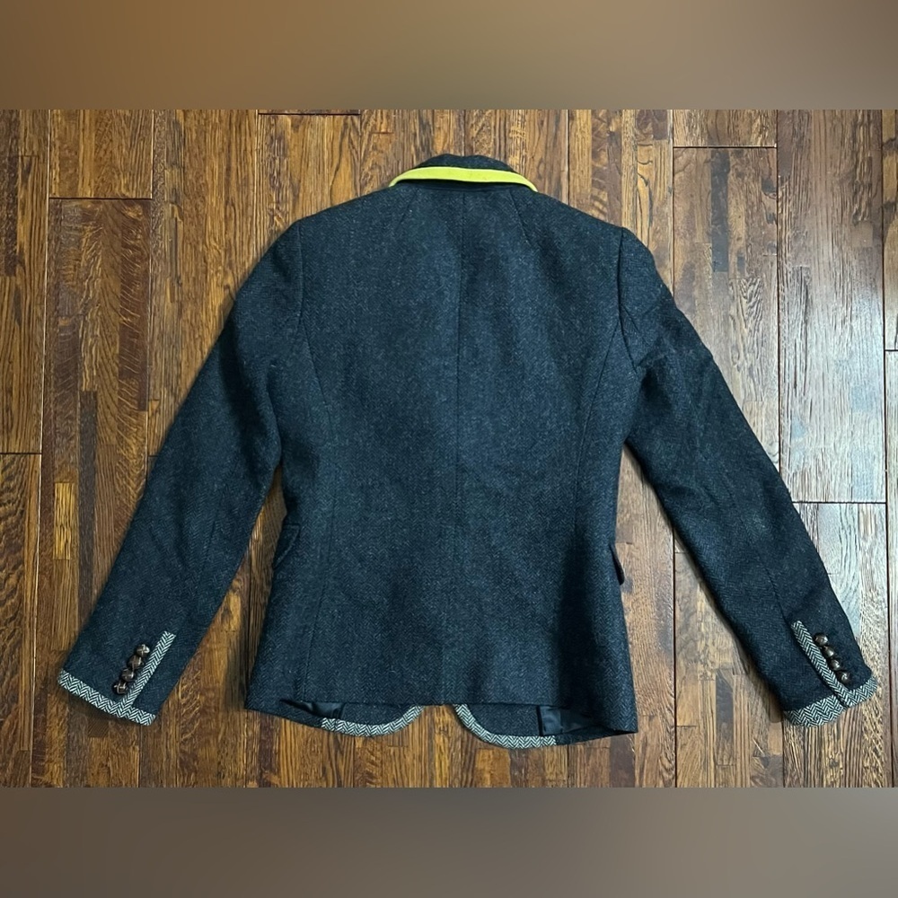 J CREW Wool Schoolboy Blazer with Neon and Herringbone Trim in Navy Size 0 - Picture 7 of 7